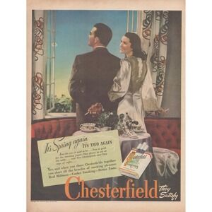 Vintage 1945 Chesterfield Cigarettes Print Ad World War 2 Era Advertising